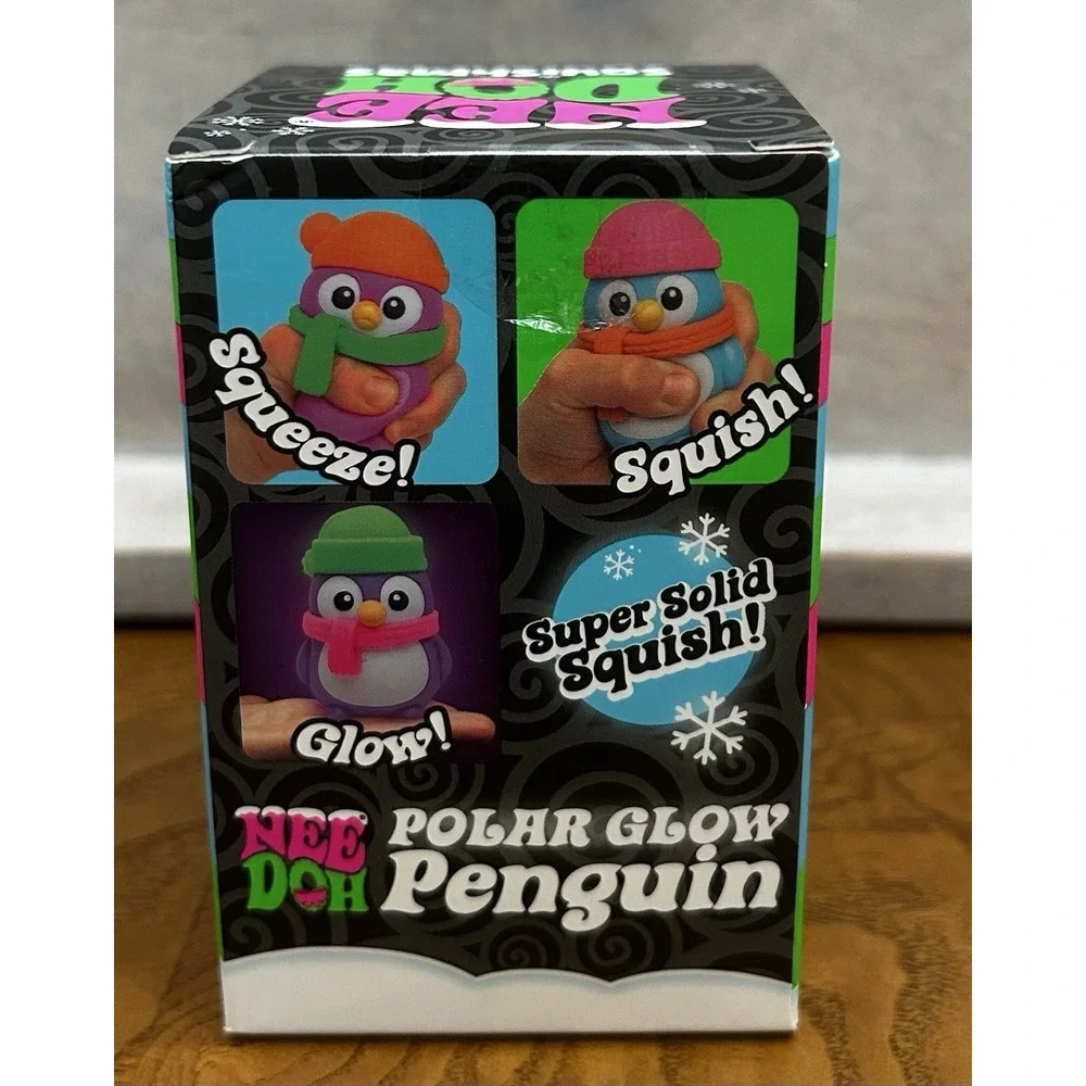 Nee Doh Polar Glow Penguin Super Solid Squish Glow in the Dark 4+ Squeeze Toy
